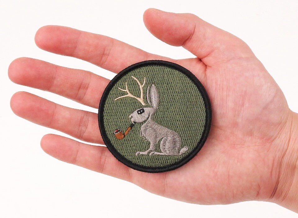 🐇 CONFIDENT JACKALOPE Embroidered Patch Hook/Loop Back BUSHCRAFT The Edge PDW