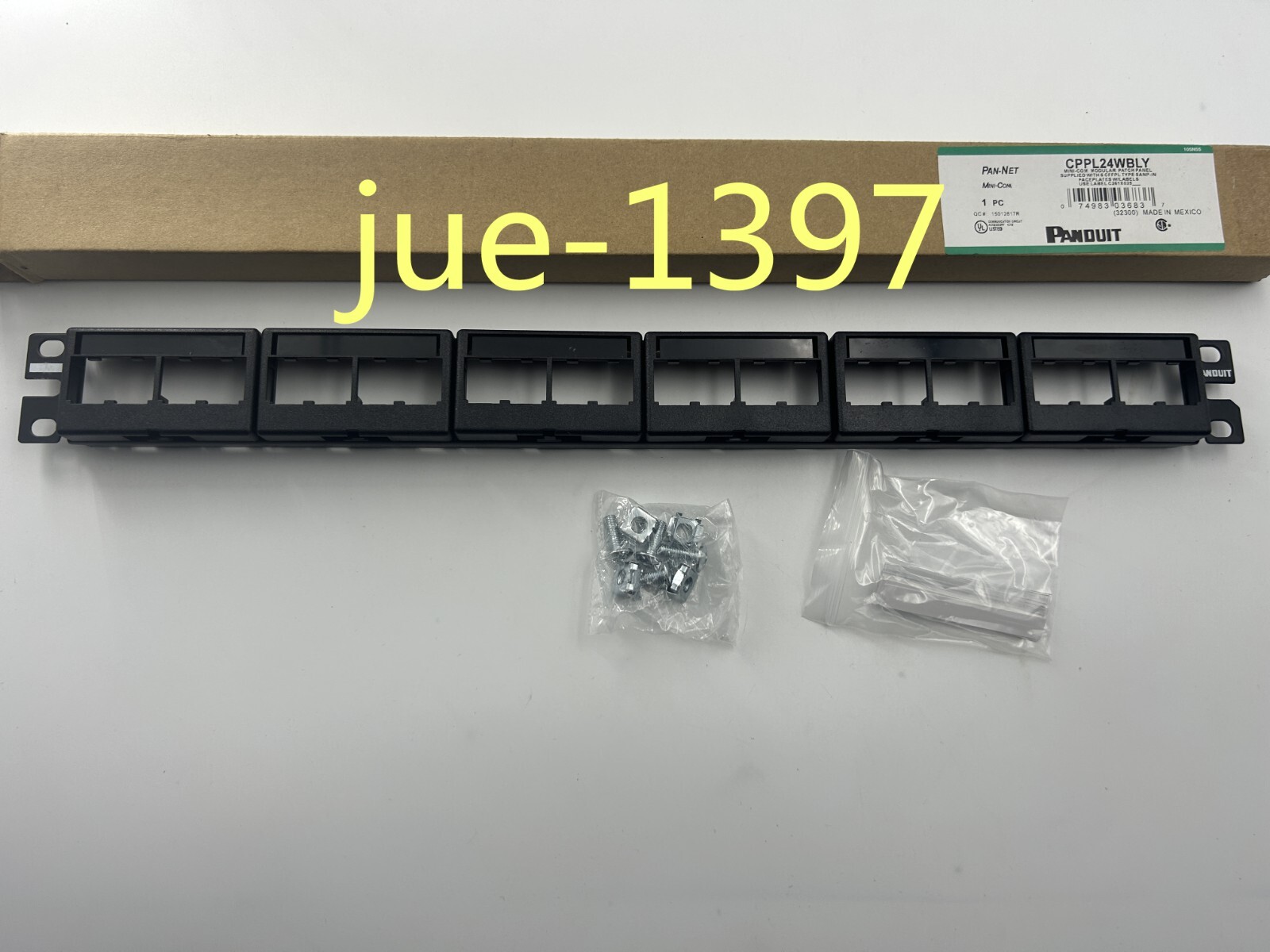 New Panduit Mini Com CPPL24WBLY Modular Patch Panel w/ Faceplates Fits Cat 6, 5E