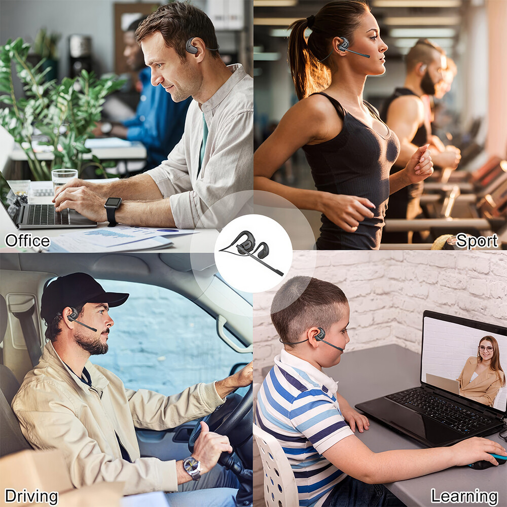 MPOW Bluetooth Headset with Removable Microphone for Office Meeting Running