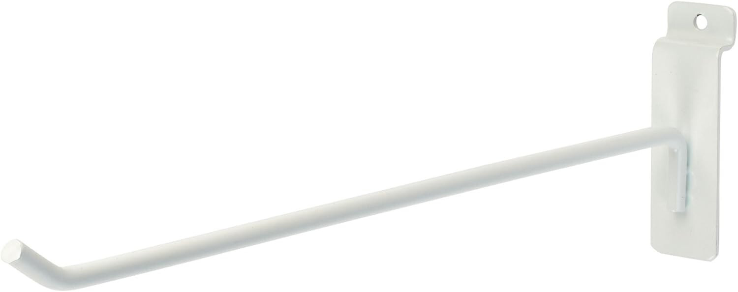 Lot of 50 Slatwall Peg Hooks White 12" Slat Wall Retail Display 6mm Diameter