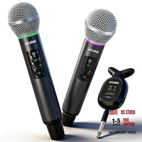 Wireless Microphone, All-Metal Wireless Microphones with RGB Light, Volume Gray
