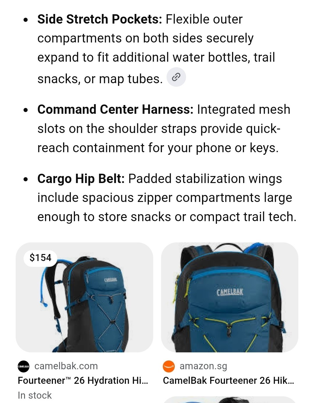 CamelBak Fourteener 26 26L Hydration Backpack Blue/Black Adjustable Straps