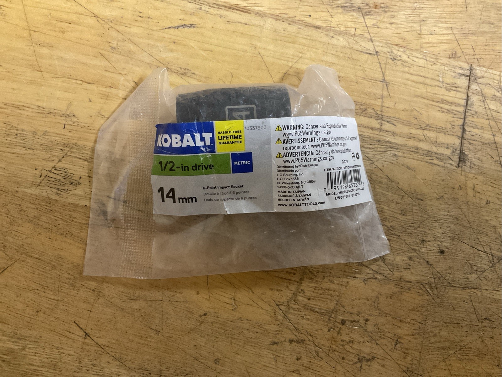 KOBALT 1/2" DRIVE 6PT IMPACT SOCKET 14mm 337900