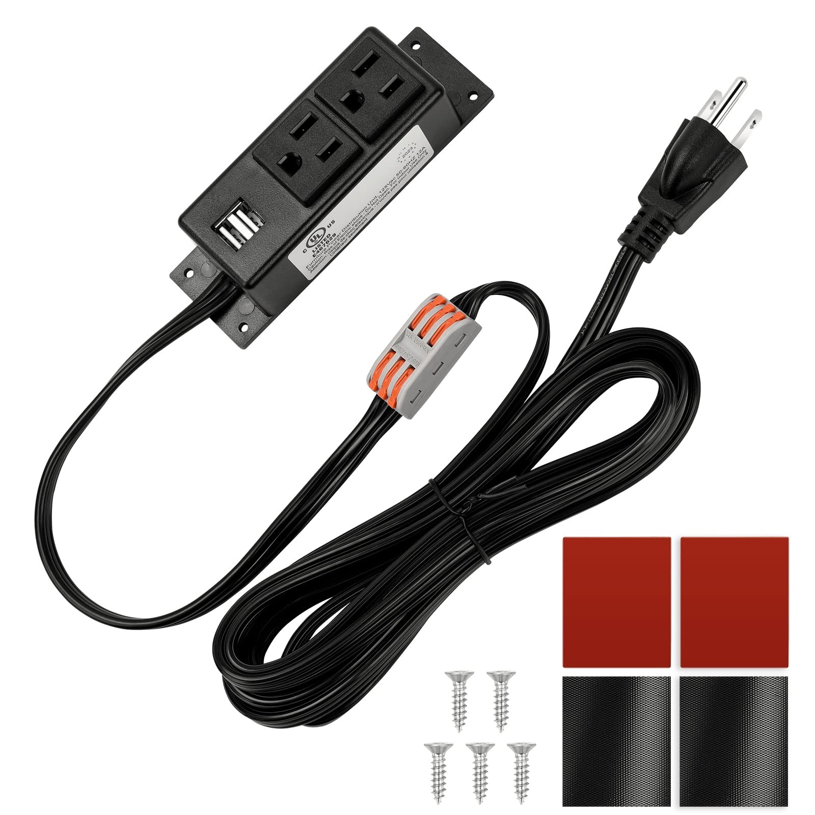 Gun Safe Power Outlet Strip With 2 Usb Ports. 10 Ft Flat Ac Cable With Removable