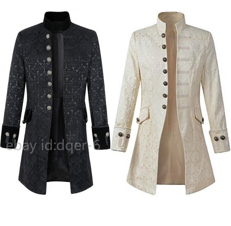 Mens Victorian Frock Coat Cosplay Suit Vintage Steampunk Tailcoat Jacket Gothic