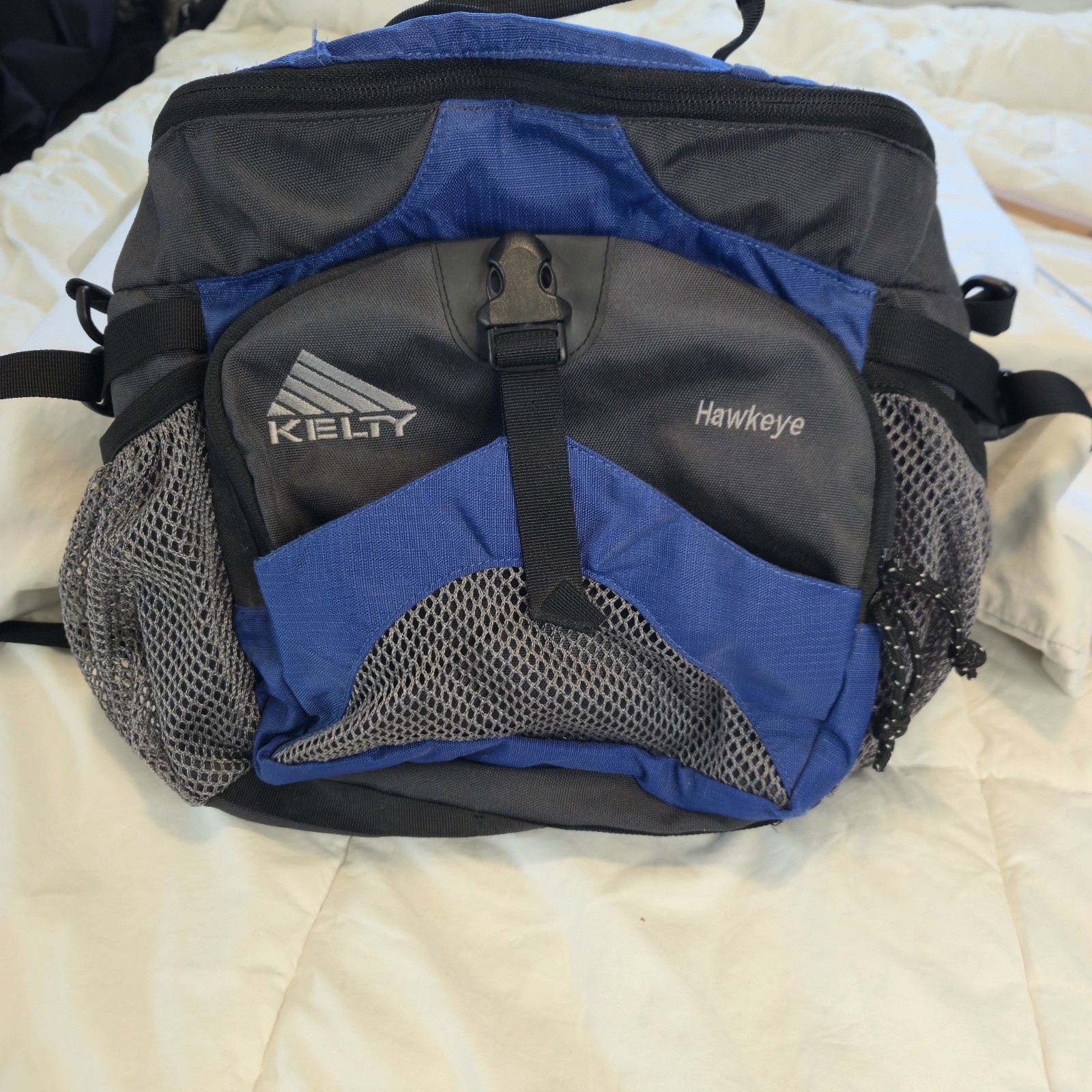Kelty Hawkeye Hiking Belt Waist Bag Blue and Black Medium Vintage 0685