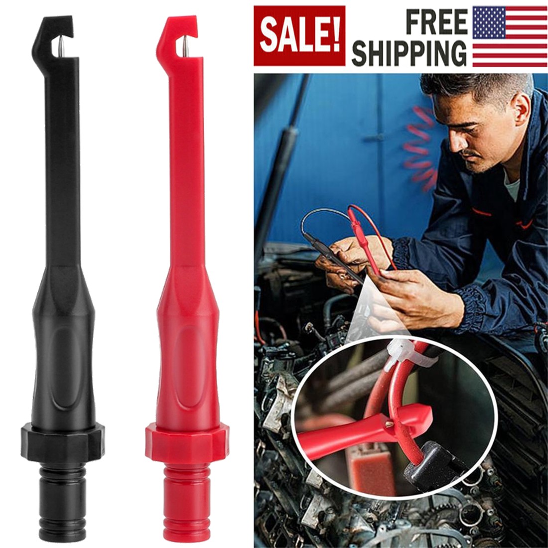 1-4*Wire Piercing Puncture Probe Test Clip Compatible with Automotive Electrical