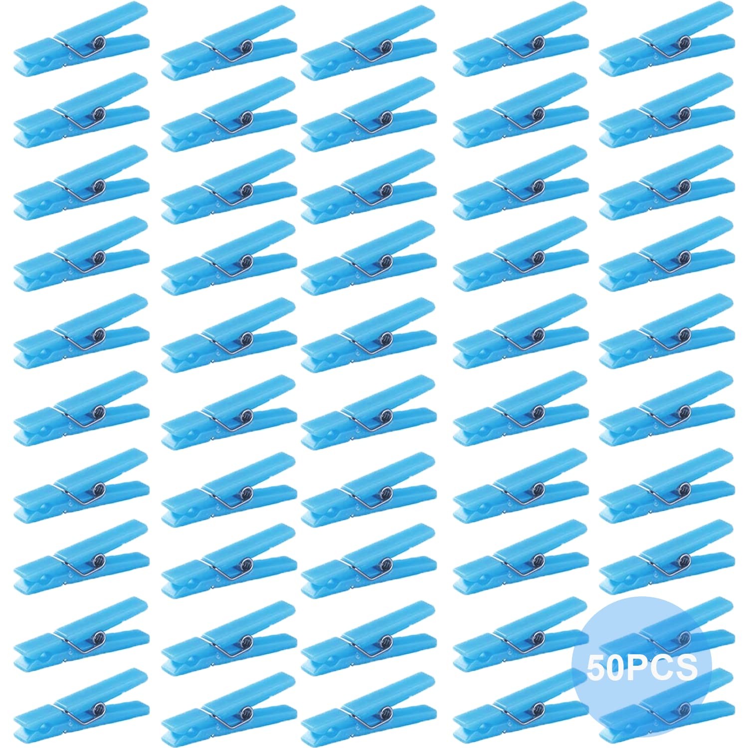 50 Blue Clothes Pins for Baby Shower Game, 1.4'' Premium Plastic Mini Clothespin