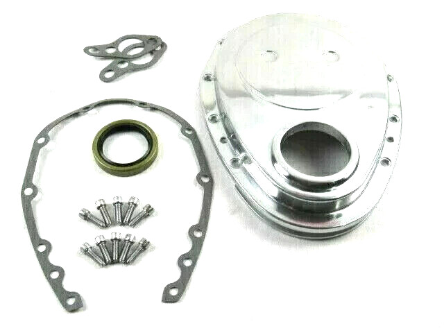 Small Block Chevy 283 305 350 400 Aluminum Timing Cover Kit Polished Gasket Bolt