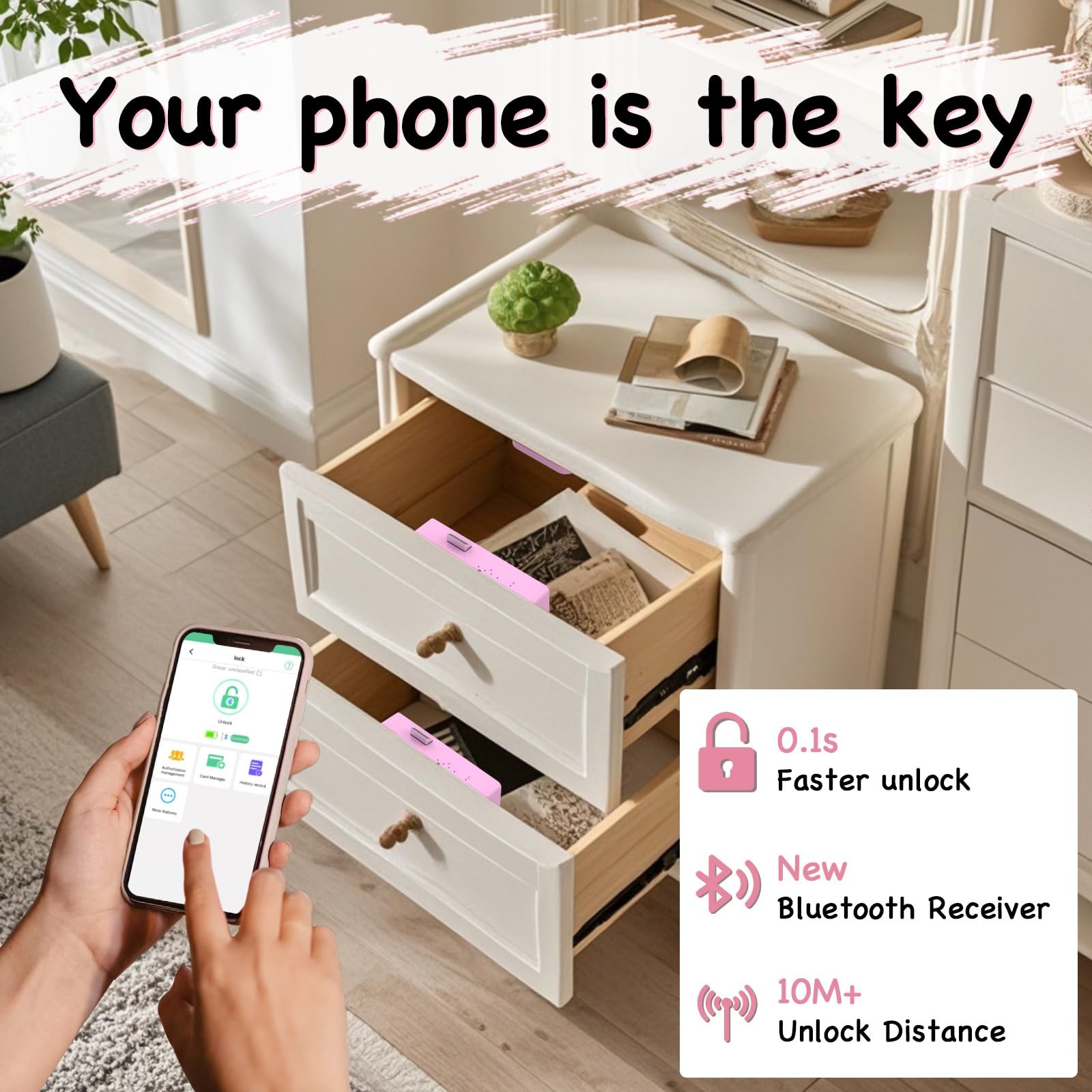 Smart Cabinet Locks for Baby Proofing, Bluetooth RFID NFC Keyless Electronic ...
