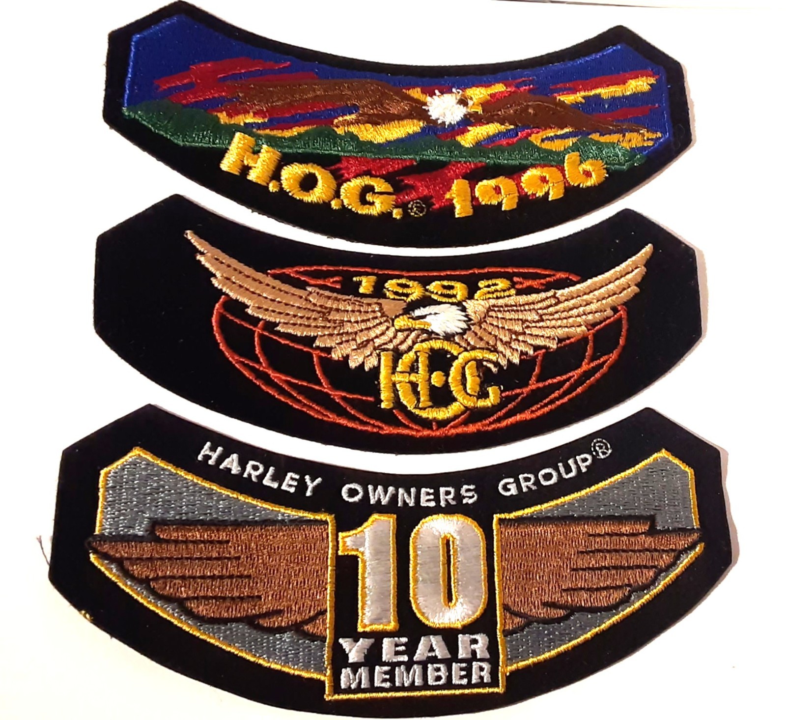 * KILLER * Lot of 3 HOG Harley Owners Group Patches - New Old Stock