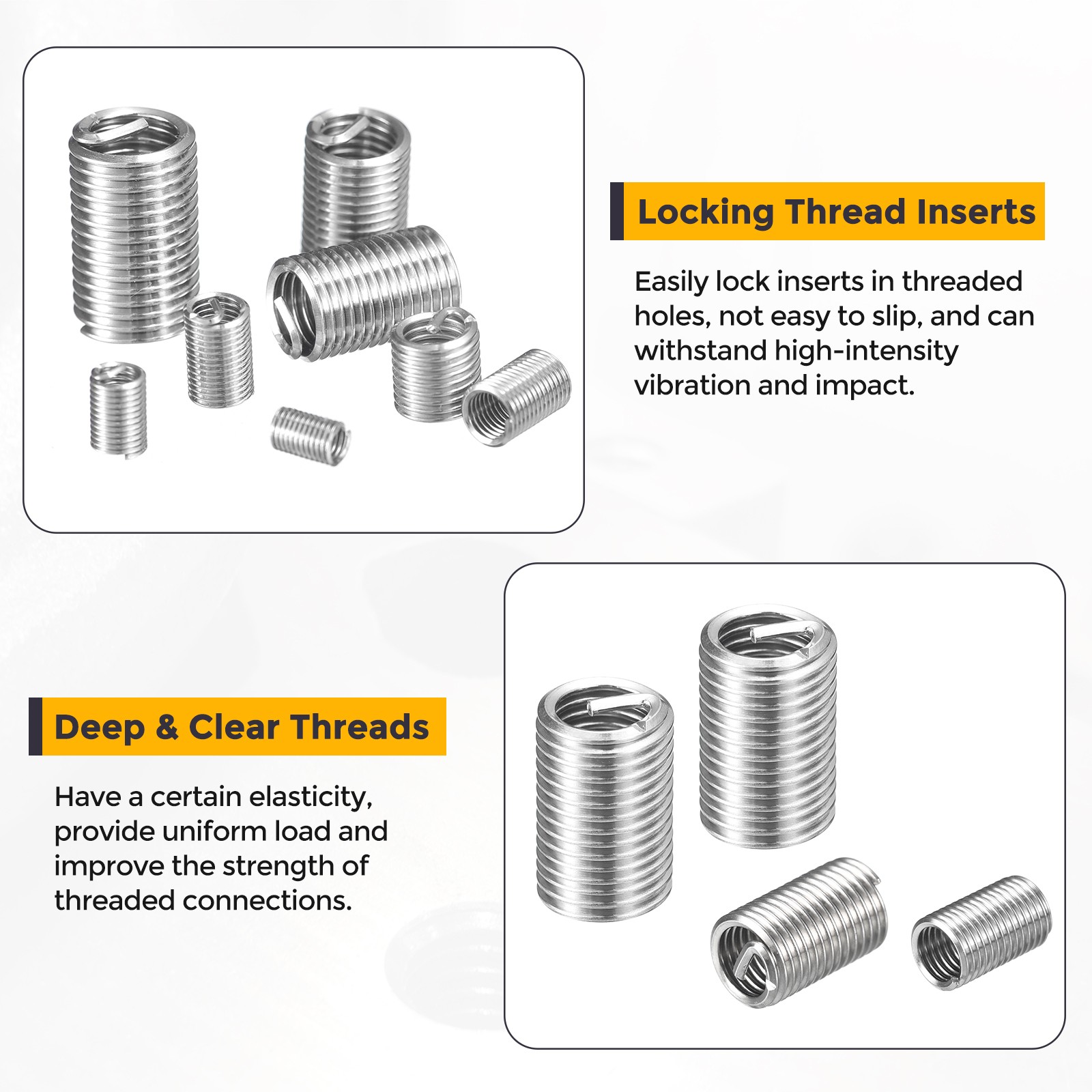 10pcs Wire Thread Inserts M16 x 2 x 2D Metric Helical Threaded Sleeve
