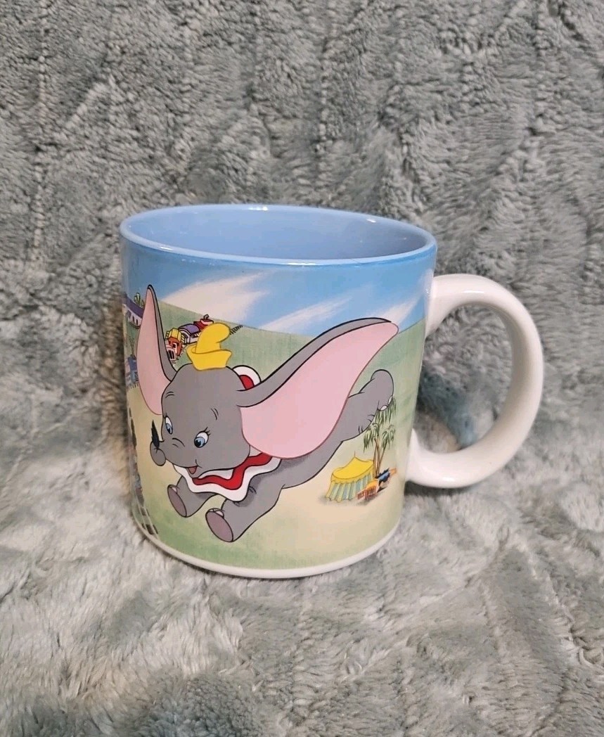 Vintage 1990 Walt Disney's Dumbo Coffee Mug Blue Inside Made In Japan EUC