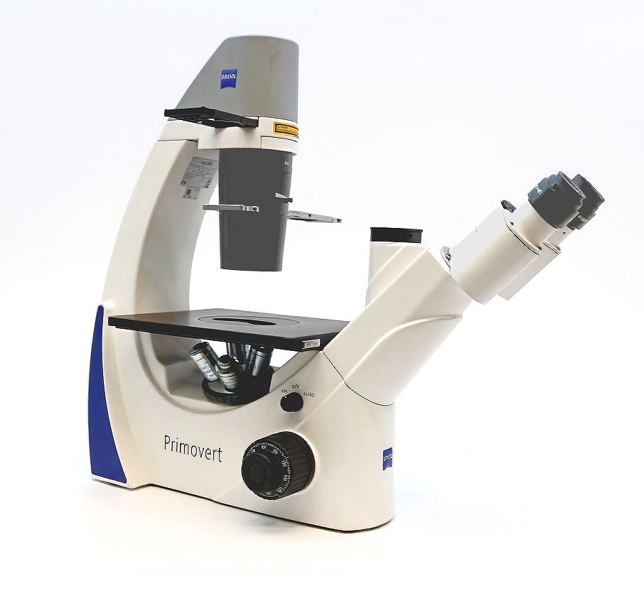 Zeiss Primovert Inverted & Phase Contrast Microscope w/Video port