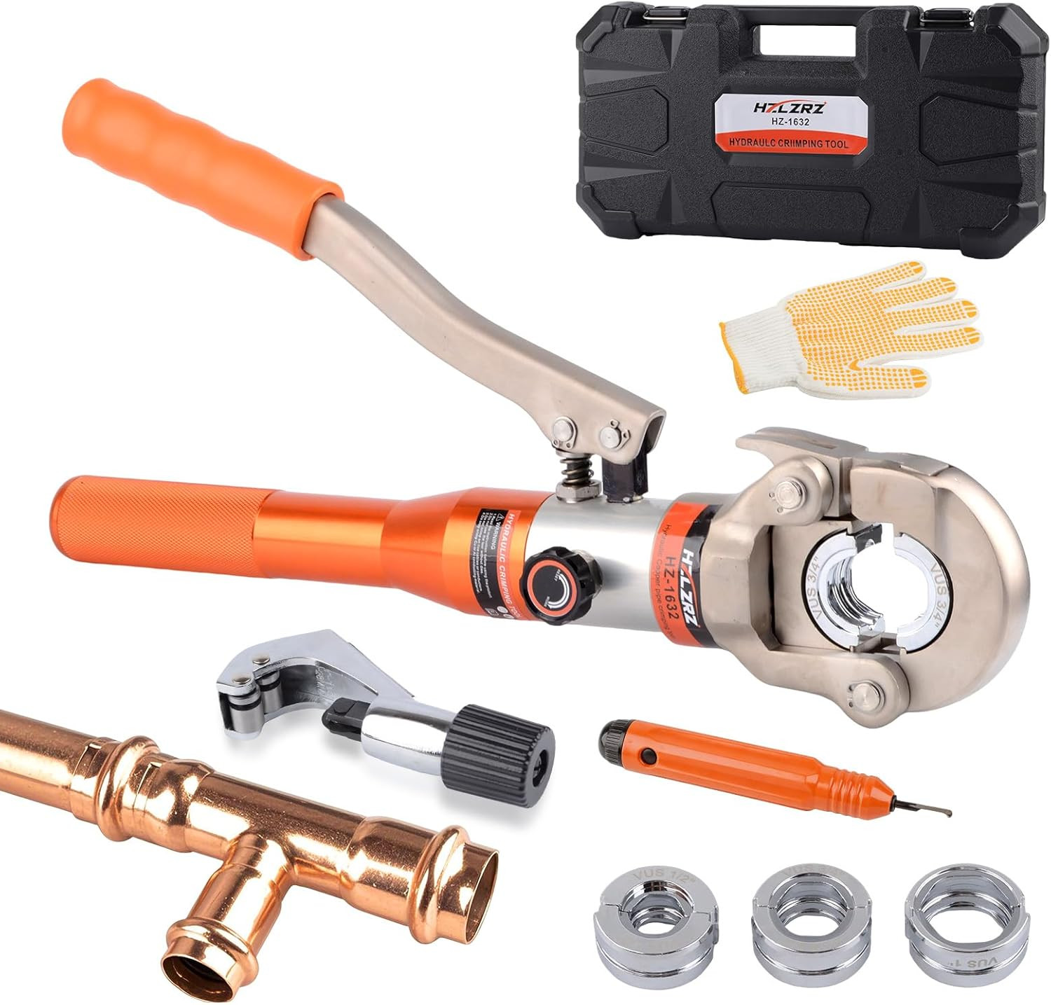 Propress Tool for Copper Pipe, Hydraulic Tool Dies Jaw 1/2", 3/4", 1" with Pipe