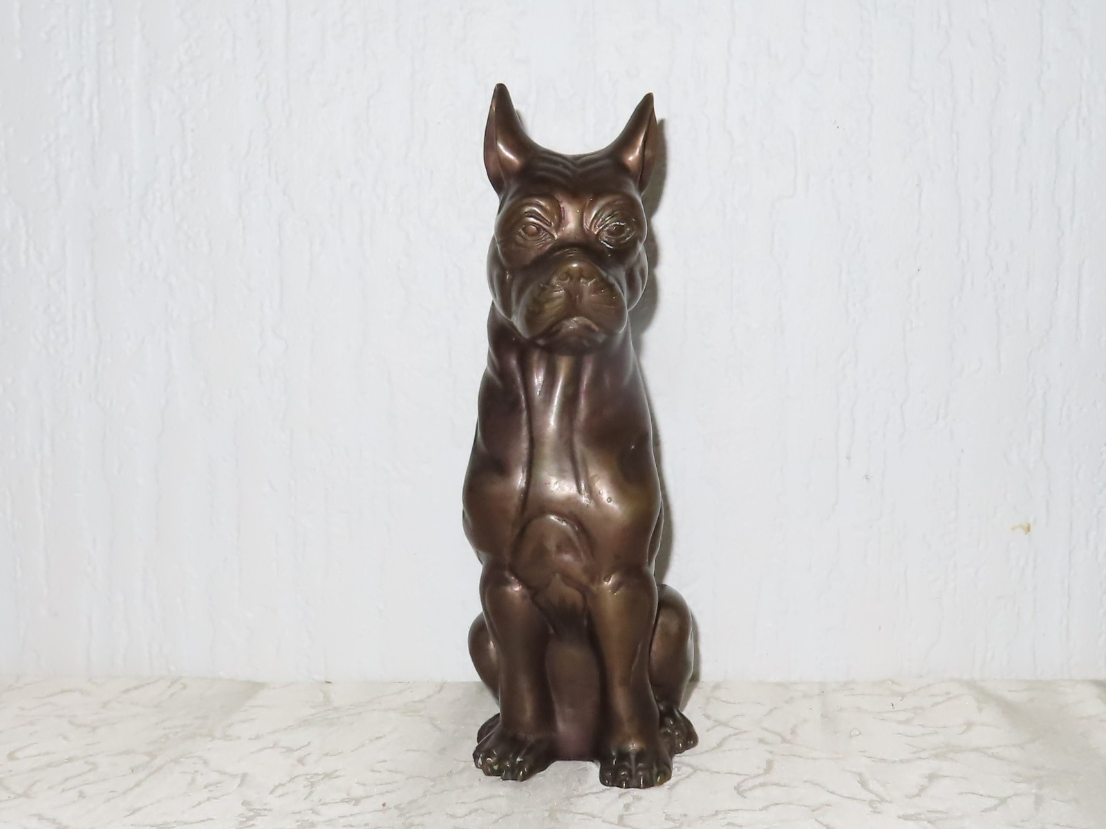 Bronze Sculpture "Sitting Boxer Dog" Very Decorative!