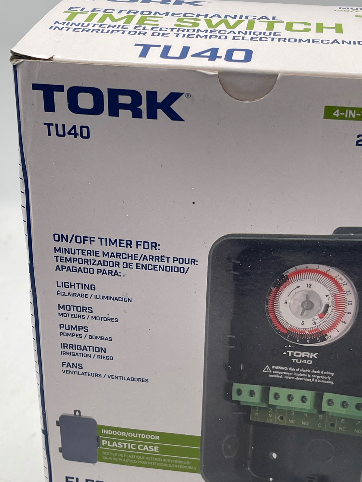 Tork Time Switch TU40 Electromechanical 24 Hour Multi-Voltage Plastic Case DPDT