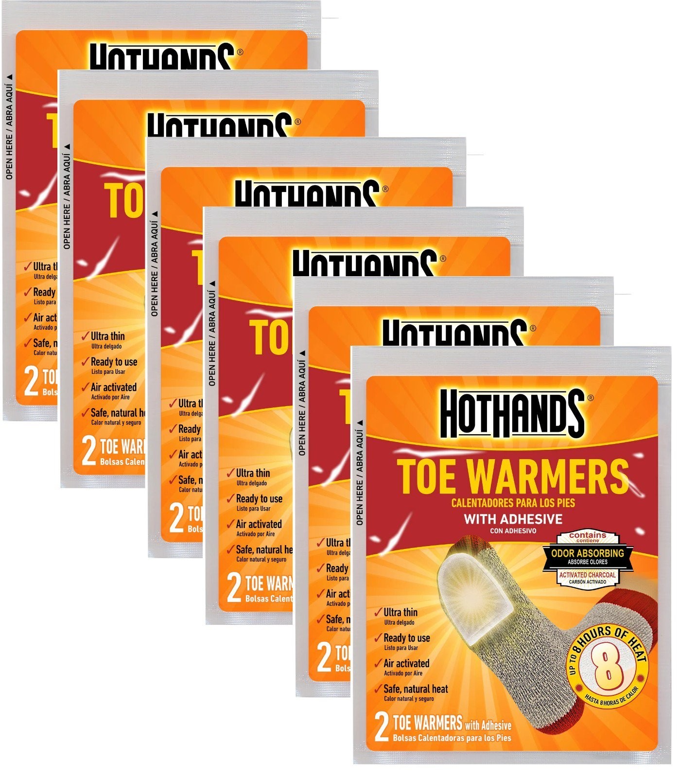 HotHands Toe Warmers with Adhesive Safe Natural Odorless Heat