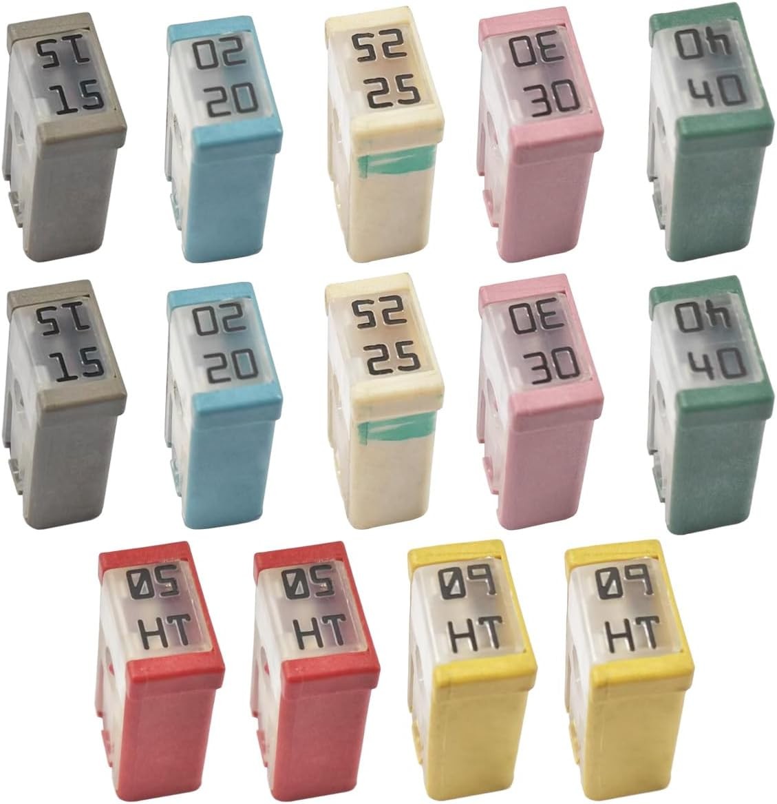 14PCS 15A/20A/25A/30A/40A/50A/60A 32V Mini Slotted Automotive MCAS Size: 14PCS