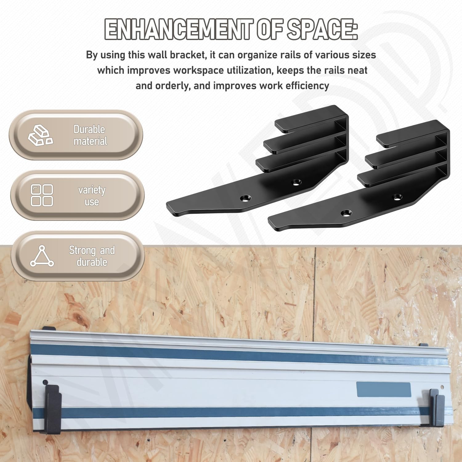 2 Pack Track Saw Guide Rails Holders, Track Mount Storage System Tracksaw Gui...