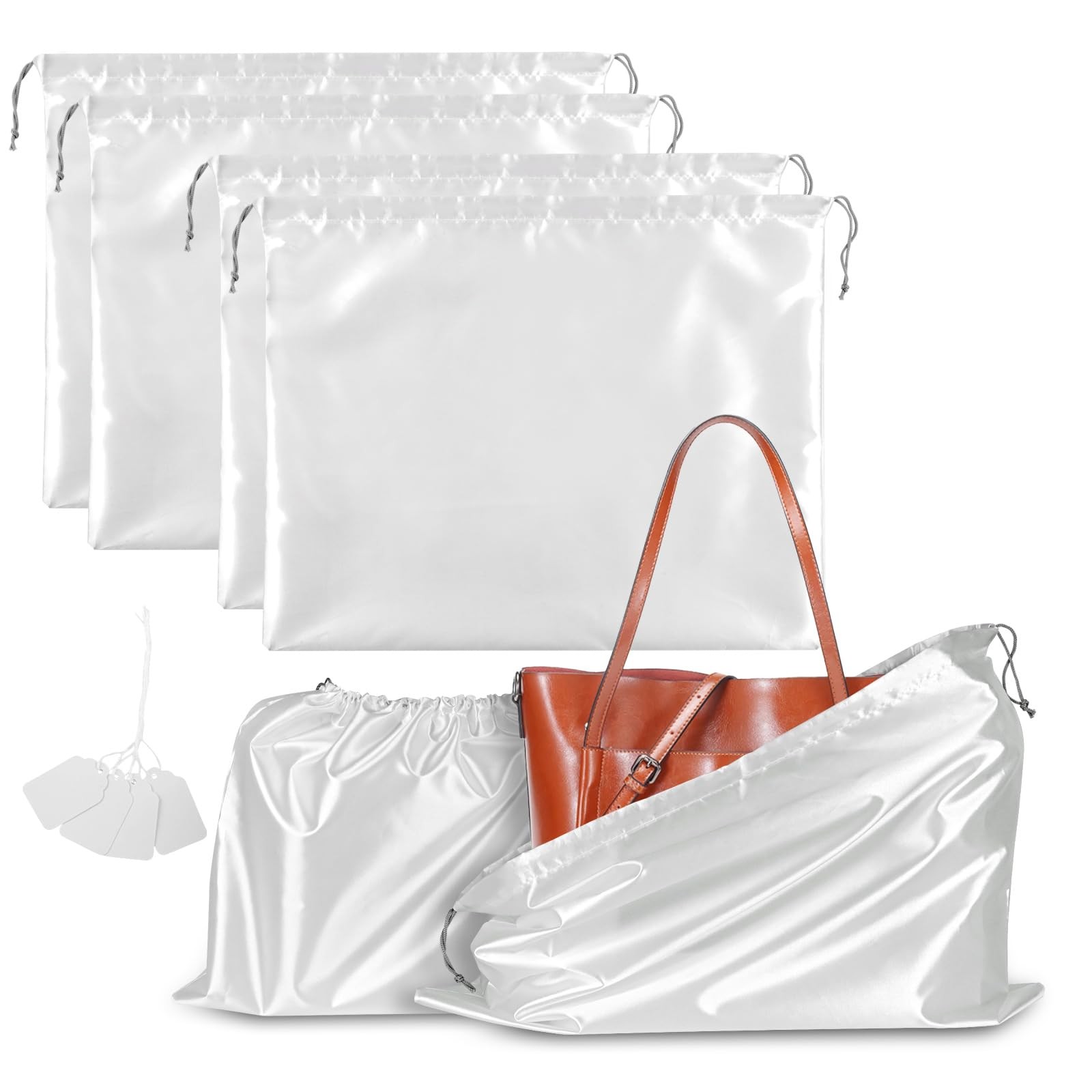 4 Pack Silk Dust Bags with Drawstring for Purses Handbags Travel Storage Pouch