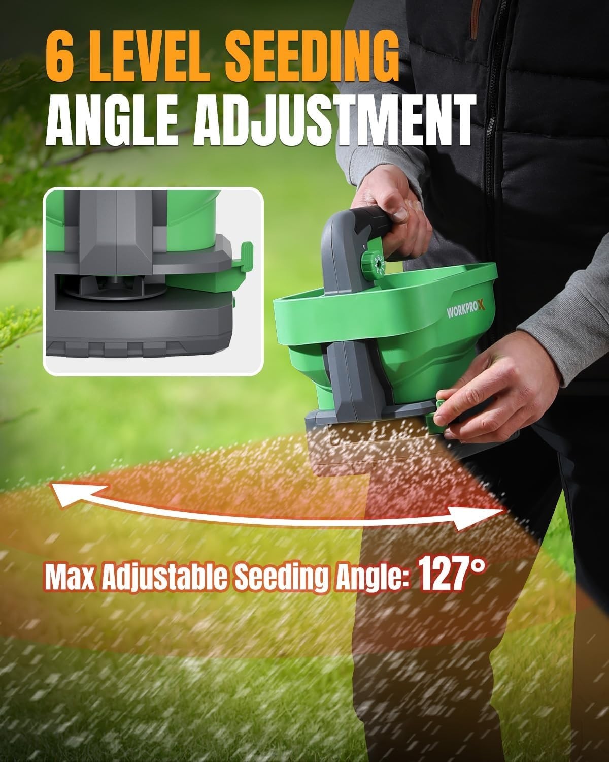 Battery Powered Fertilizer Spreader, 7.2V Seed Spreader for Salt, De-Icer