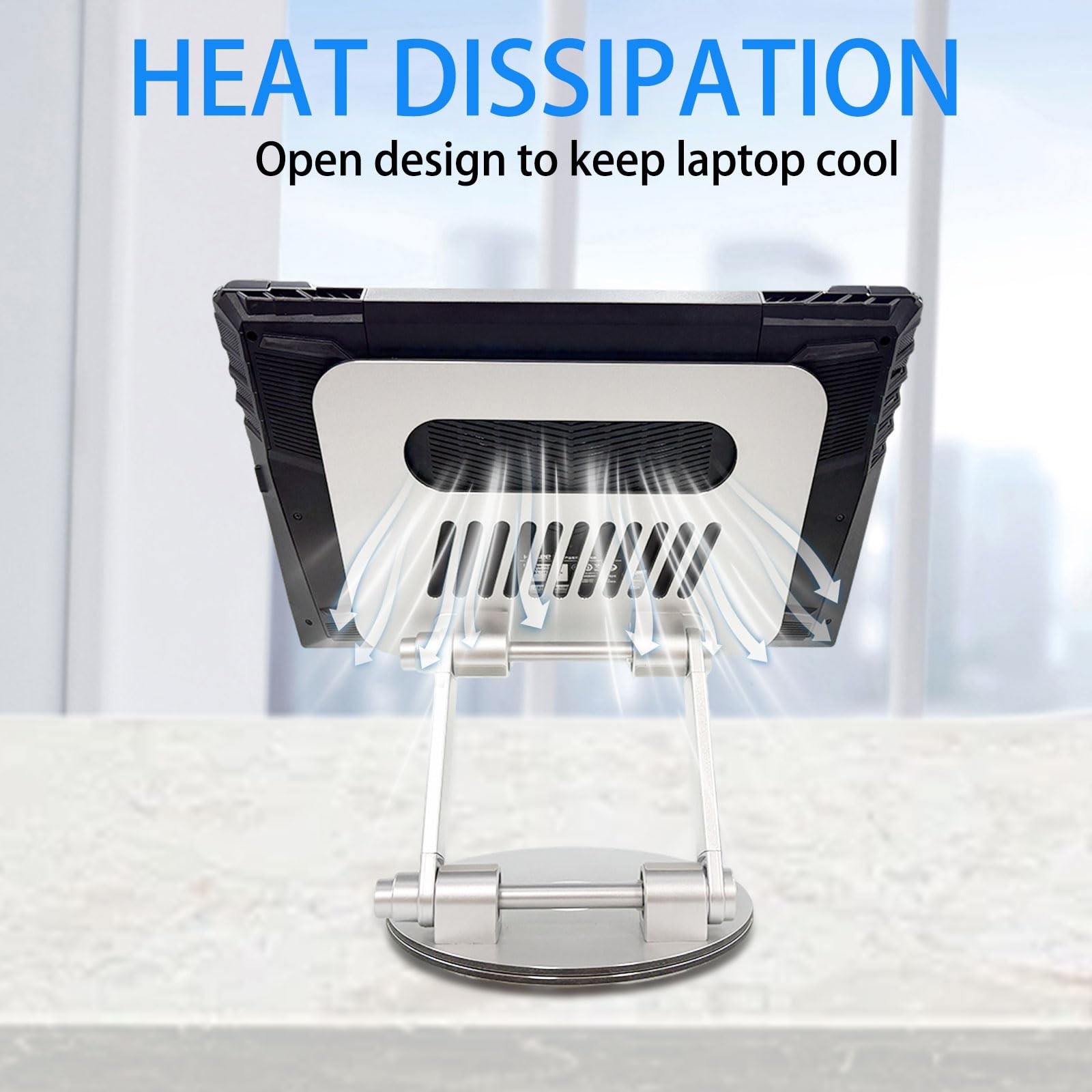 Laptop Stand for Desk Adjustable Computer Stand with 360° Rotating Base Ergon...