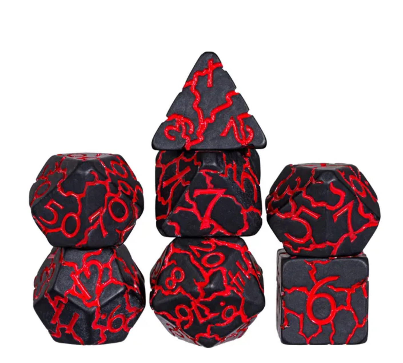 ⚡🔴Black/Red Crackle Dice Set | RPG DnD Dungeons Dragons AD&D Pathfinder 2.16