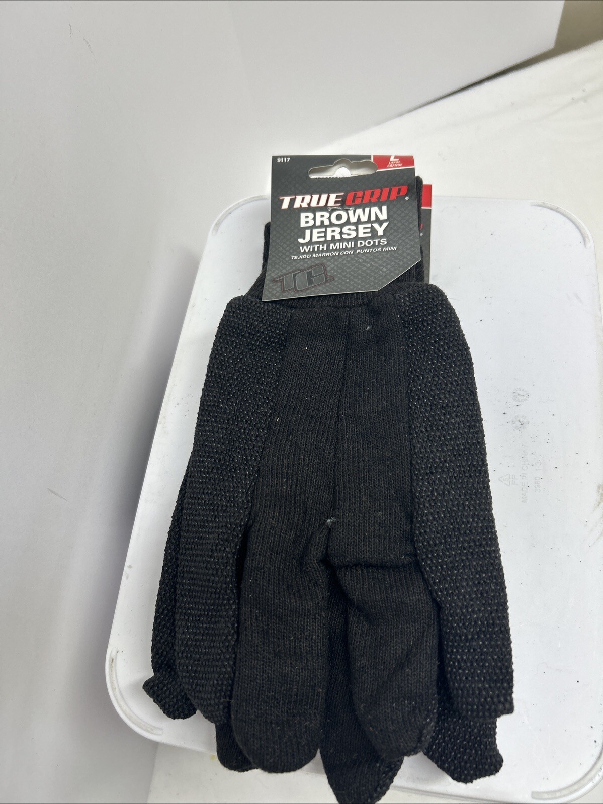 LOT OF 2 - Jersey Work Gloves, Brown, Men's L -9117-26