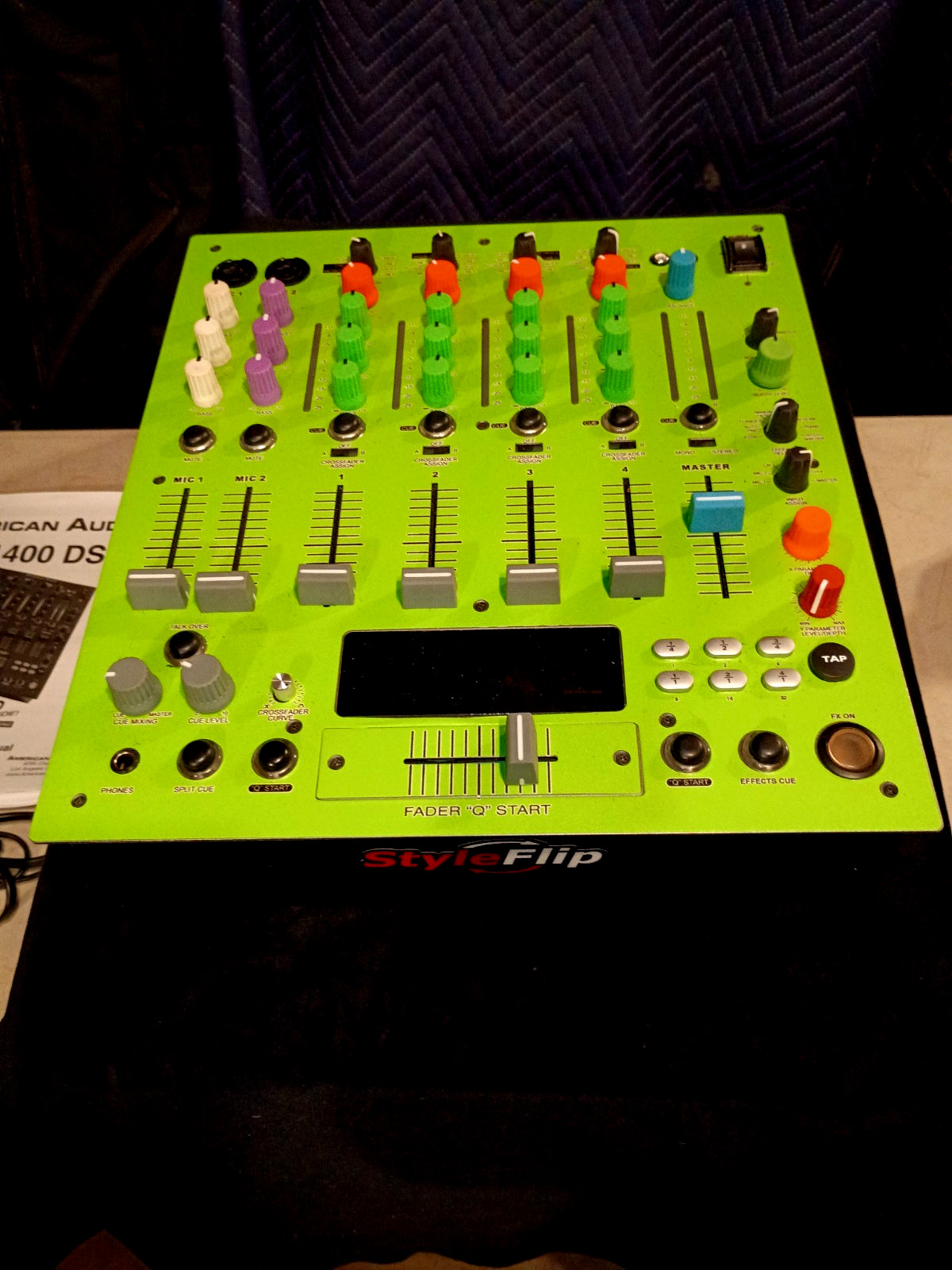 Rare American Audio MX1400 DSP 4 Ch Lime Green Dj  Club Mixer Free shipping