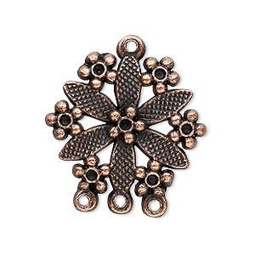 Antiqued Copper Steampunk Victorian Flower Earring Findings Pendants 2 pcs
