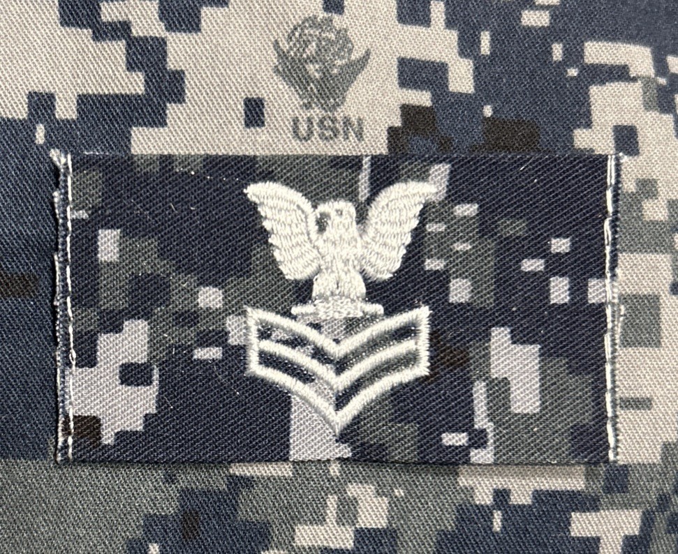 US Navy PO1/E6 Cap Rate NWU Type I Sew-On Petty Officer 1st Class USN