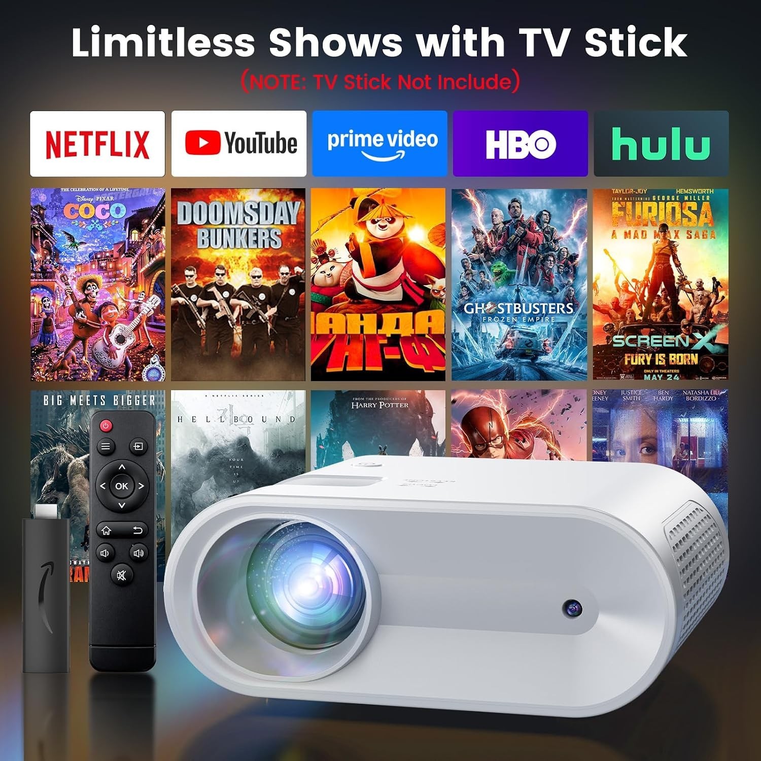 Mini Projector, YOWHICK 2026 Upgraded Full HD 1080P Support Video Projector