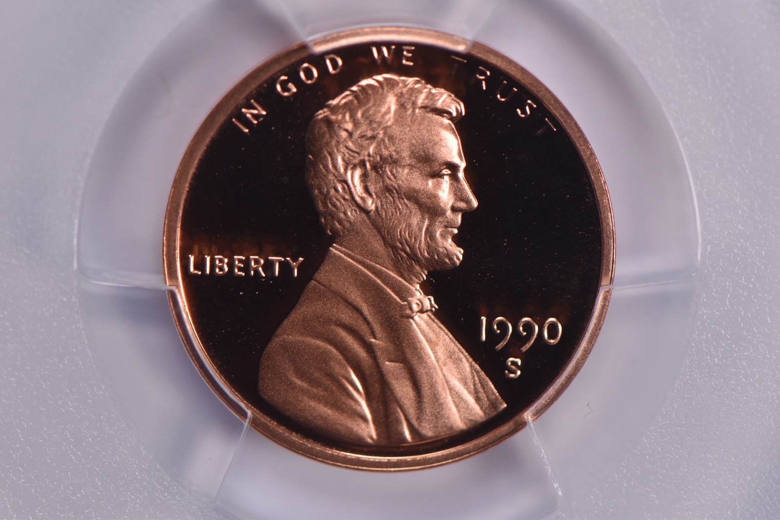 1990-S Lincoln Memorial Cent PR70 RD PCGS Blue Lbl