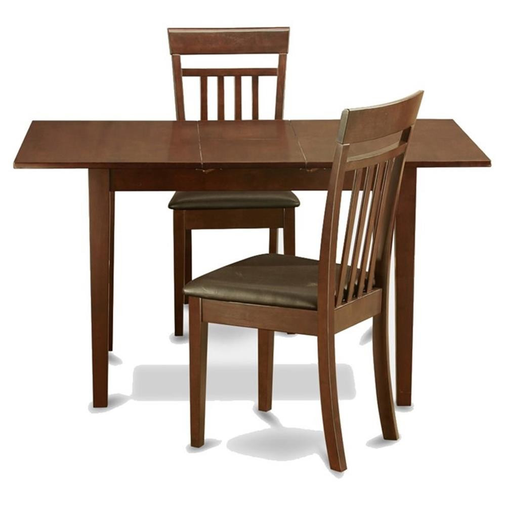 East West Furniture Norfolk 3-piece Traditional Wood Dining Set in Mahogany