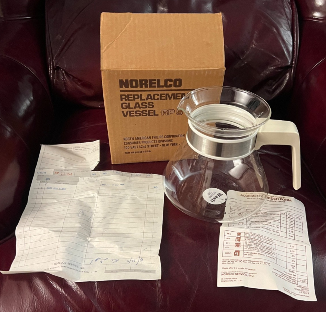 New Old Stock Vintage Norelco 8 Cup Coffee Maker Replacement Glass Vessel