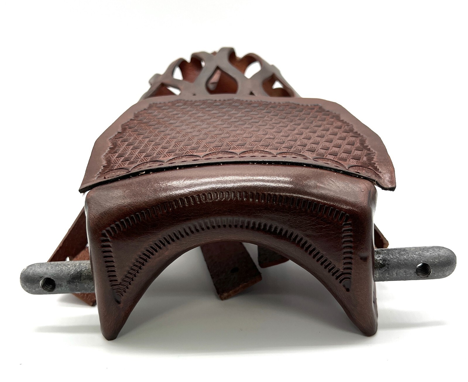 6pcs DARK BROWN Genuine Leather Pool Table Pockets Mosaic Pattern
