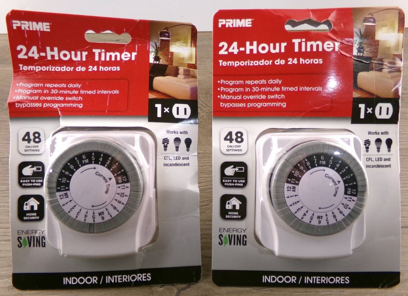 Lot of 2 Prime 24 Hour Indoor Timer, 125V, White, TNI2412, New A5