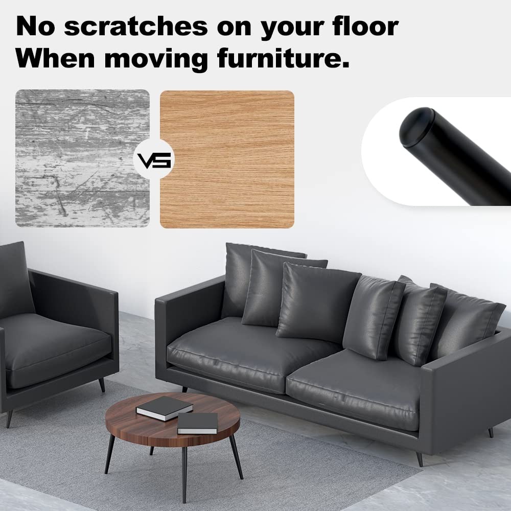 4 PCS 16 Inch Heavy Duty Matte Black Metal Slant Angled Tapered Legs Set for ...