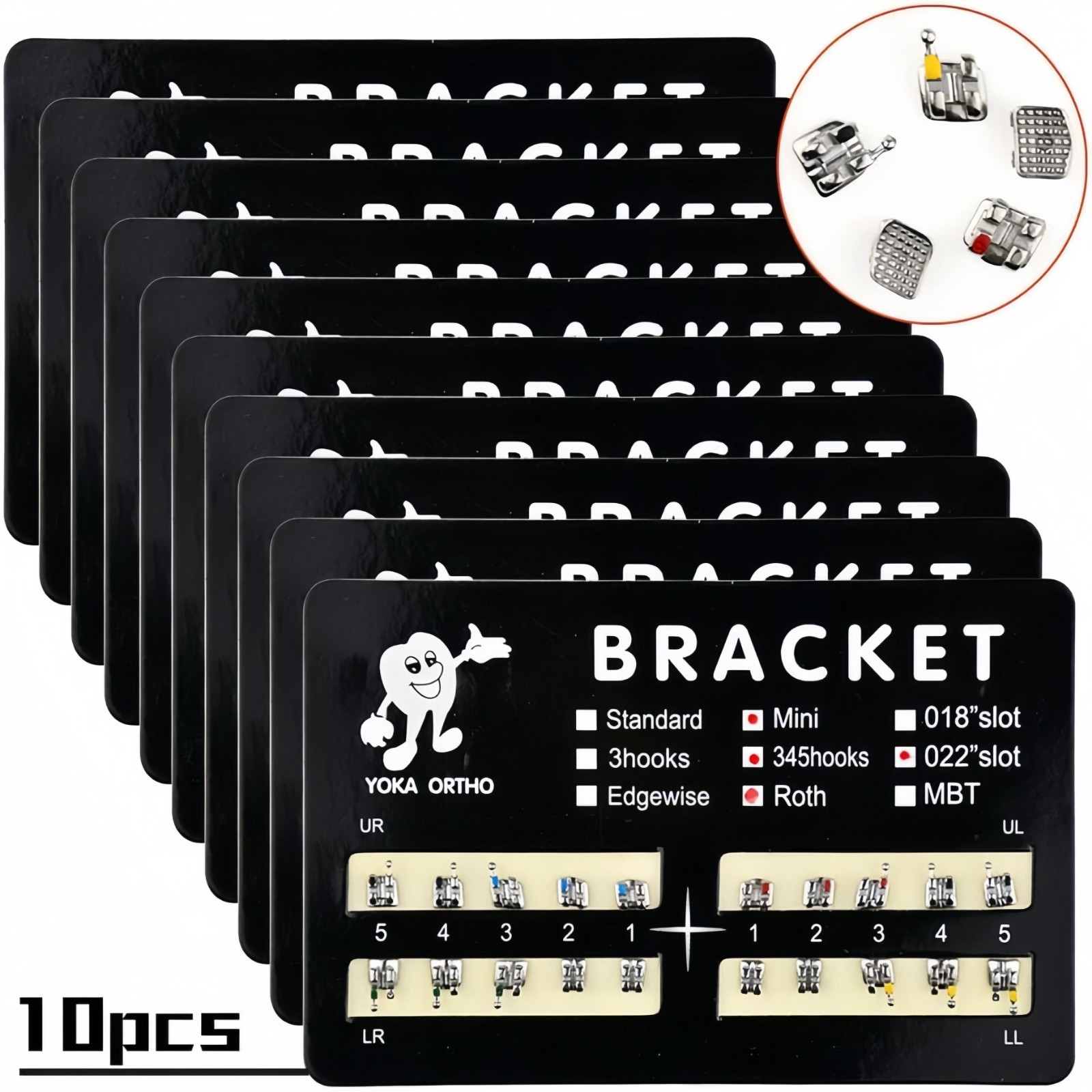 10 Packs Dental Orthodontic Brackets Mini Roth 022 Slot 3 Hooks Braces