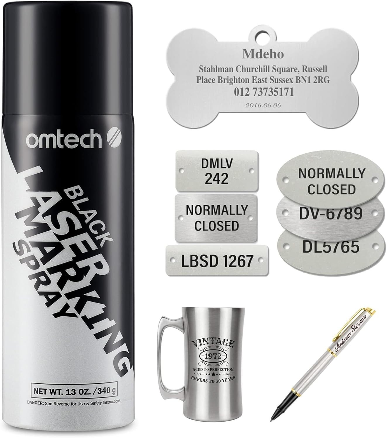 Laser Marking Spray, Metal Laser Marking Fluid for CO2 Laser Engravers, 13Oz Aer
