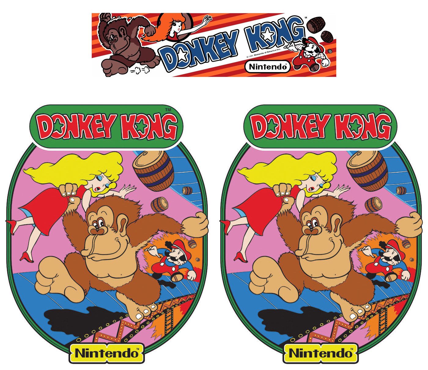 Donkey Kong Nintendo Arcade Cabinet Graphics Side Art and Marquee