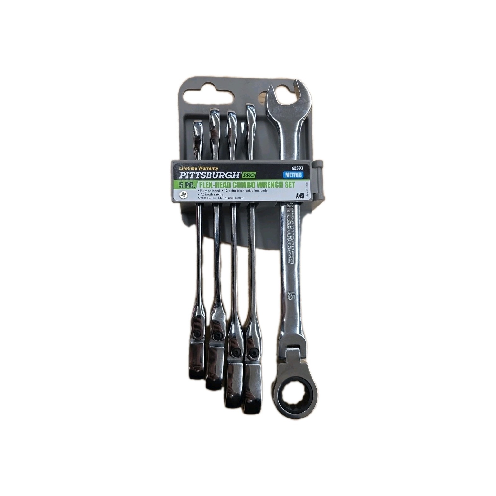Pittsburgh Pro 5 Pc Flex-Head Combination Ratcheting Wrench Set Lot 1/4” 3/8”