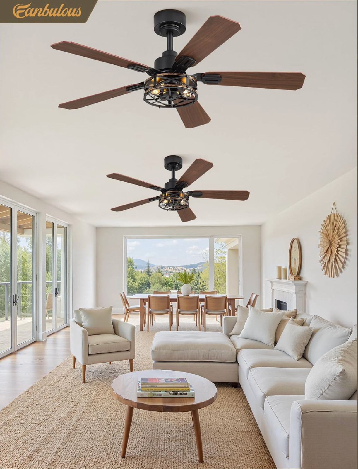 42 Inch Rustic Caged Ceiling Fan with Lights, 2 pack, BRAND NEW!