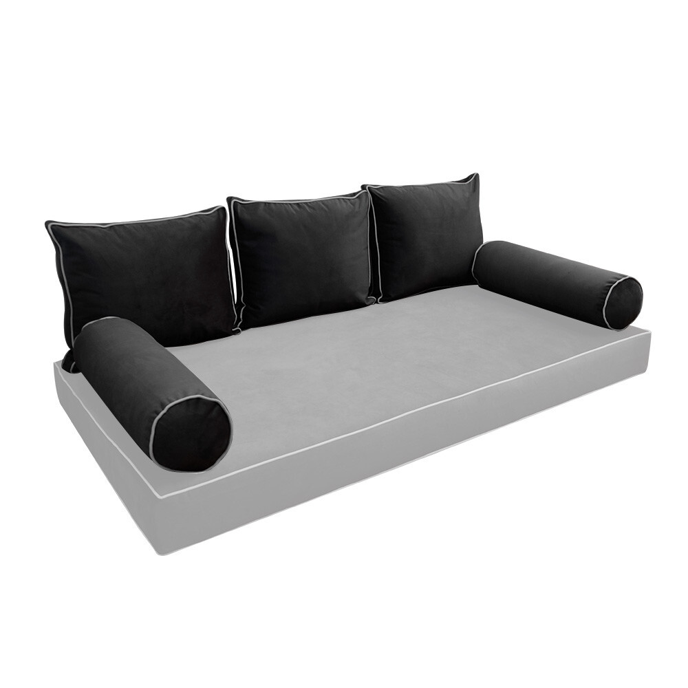 COVER ONLY Model V3 Twin Velvet Contrast Indoor Daybed Cushion Bolster - AD350