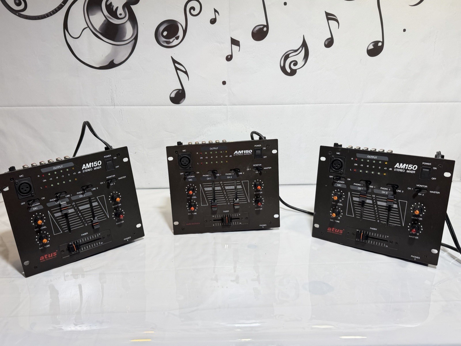 Audio Technica ATUS AM150 Stereo DJ Mixer 2 Channel w/ Mic Input Tested