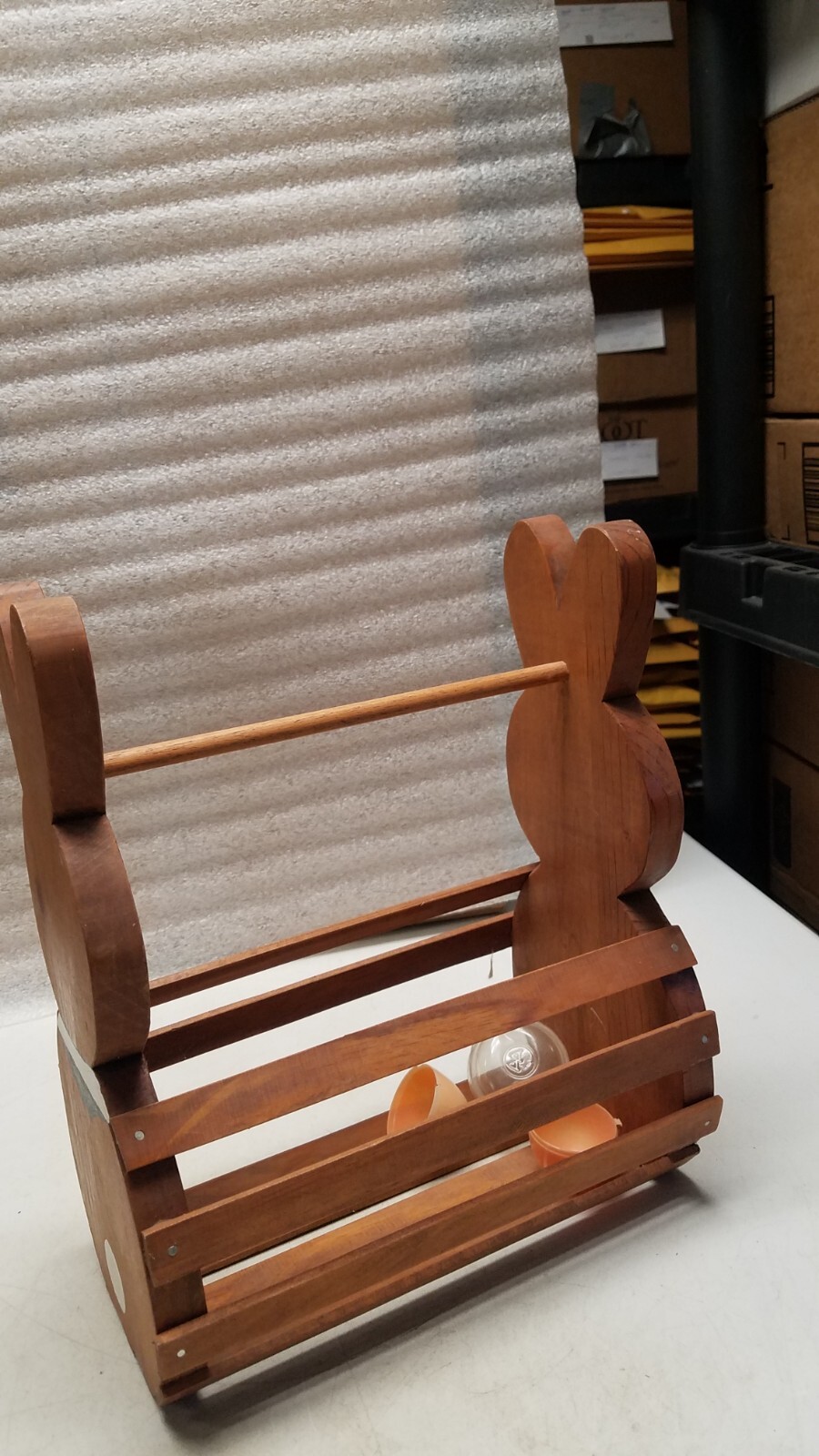 Handmade Wood Rabbit Design Basket (M)
