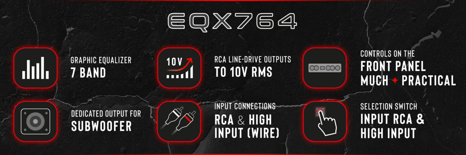 Stetsom EQX764 7-equalization bands, 4 input channels and 6 output channels