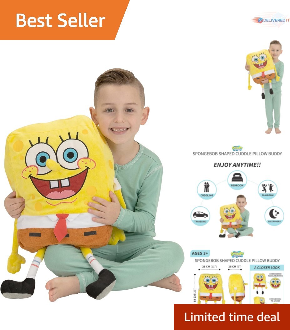 Kids Plush Cuddle Pillow SpongeBob SquarePants Soft Throw Pillow for Sleep Play