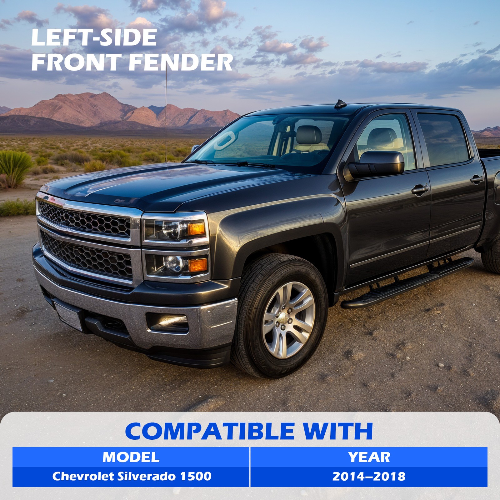 Replacement Fender for Driver Side for 2014-2018 Chevy Silverado 1500 GM1240385